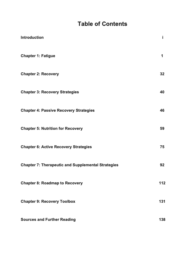 Recovering From Training eBook